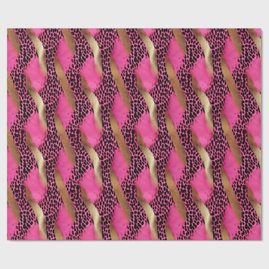 Girl Pink Glam Gold Leopard Print Geschenkpapier (Flach)