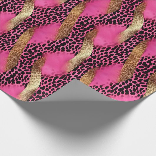 Girl Pink Glam Gold Leopard Print Geschenkpapier (Ecke)