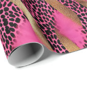 Girl Pink Glam Gold Leopard Print Geschenkpapier (Rolleneckpunkt)