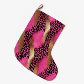 Girl Pink Glam Gold Leopard Print Großer Weihnachtsstrumpf (Vorderansicht (hängend))