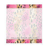 Girl Pink Glam Leopard Print Abstrakt Notizblock (Vorderseite)