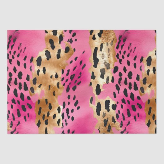 Girl Pink Glam Leopard Print Abstrakt Seidenpapier (Vorderseite)