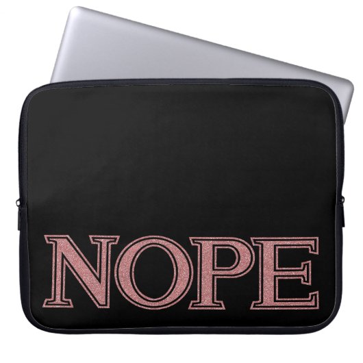 Girl Pink Glitzer Funny Sarcastic Nope Block Text Laptopschutzhülle (Vorderseite)