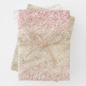 Girl Pink Glitzer Glam Gold Leopard Print Ombre Geschenkpapier Set (Beispiel)