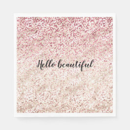 Girl Pink Glitzer Glam Gold Leopard Print Ombre Serviette