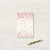 Girl Pink Glitzer Glam Gold Leopard Print Post-it Klebezettel (Auf Schreibtisch)