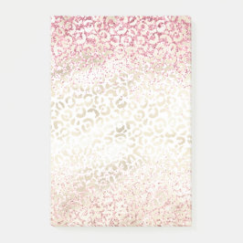 Girl Pink Glitzer Glam Gold Leopard Print Post-it Klebezettel