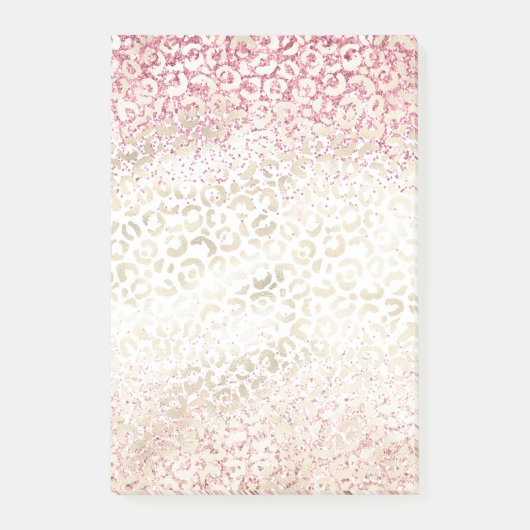 Girl Pink Glitzer Glam Gold Leopard Print Post-it Klebezettel (Vorderseite)