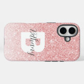 Girl-Pink-Glitzer-Glitzern Monogram-Skriptname Case-Mate iPhone Hülle (Rückseite (Horizontal))