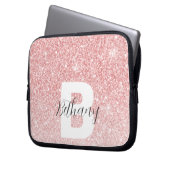 Girl-Pink-Glitzer-Glitzern Monogram-Skriptname Laptopschutzhülle (Vorderseite Links)