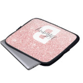 Girl-Pink-Glitzer-Glitzern Monogram-Skriptname Laptopschutzhülle (Vorne Knopf)