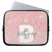 Girl-Pink-Glitzer-Glitzern Monogram-Skriptname Laptopschutzhülle (Vorderseite)