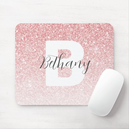 Girl-Pink-Glitzer-Glitzern Monogram-Skriptname Mousepad (Mit Mouse)