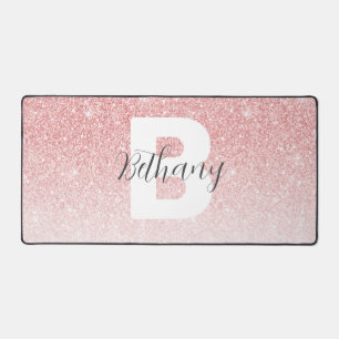 Girl-Pink-Glitzer-Glitzern Monogram-Skriptname Schreibtischunterlage