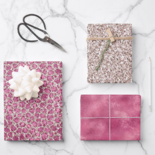 Girl Pink Glitzer Leopard Print Geschenkpapier Set