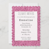 Girl Pink Glitzer Leopard Tierdruck Einladung (Vorderseite)