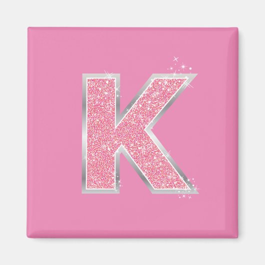 Girl Pink Glitzer Letter K Magnet (Vorne)