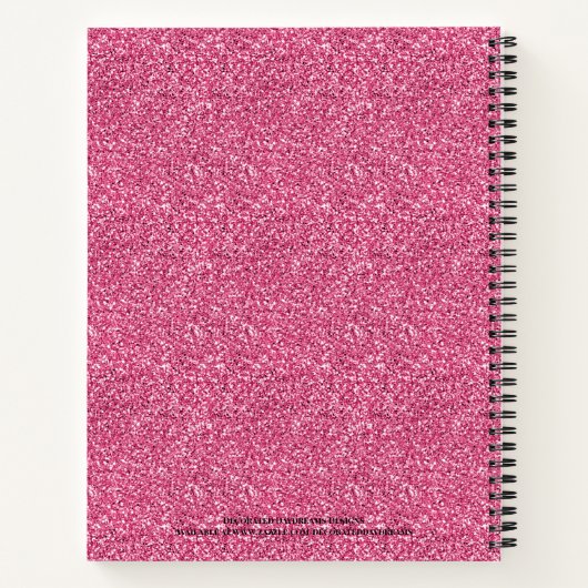 Girl Pink Glitzer Monogram Name Notebook Notizblock (Rückseite)