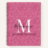 Girl Pink Glitzer Monogram Name Notebook Notizblock (Vorderseite)