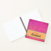Girl Pink Glitzer Script Personalisiert Sketchbook Notizblock (Innenseite)