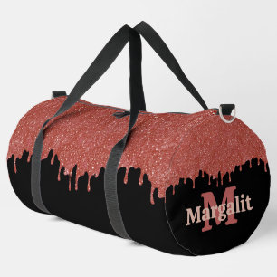 Girl Pink Glitzer Tropfen Black Large Duffle Bag