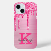 Girl Pink Glitzer Tropfen Chic Glam Monogram Name Case-Mate iPhone Hülle (Rückseite)