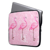 Girl Pink Glitzer Tropical Flamingos Muster Laptopschutzhülle (Vorderseite Links)