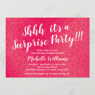 Girl-Pink-Glitzer| Überraschendes Party Geburtstag Einladung
