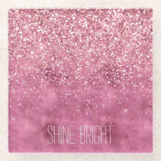 Girl Pink Glitzy Sparkone Glitzer Glasuntersetzer (Vorderseite)
