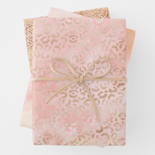 Girl Pink Gold Blush Leopard Print Pink Geschenkpapier Set (Beispiel)