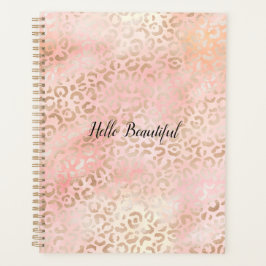 Girl Pink Gold Blush Leopard Print Planer