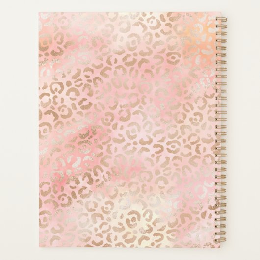 Girl Pink Gold Blush Leopard Print Planer (Rückseite)