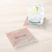 Girl Pink Gold Blush Leopard Print Untersetzer (Schrägansicht)