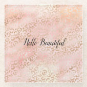 Girl Pink Gold Blush Leopard Print Untersetzer (Vorderseite)