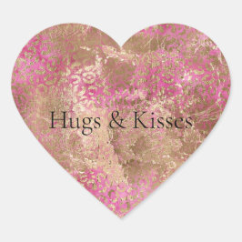 Girl Pink Gold Glam Leopard Print Herz-Aufkleber