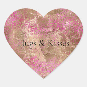 Girl Pink Gold Glam Leopard Print Herz-Aufkleber