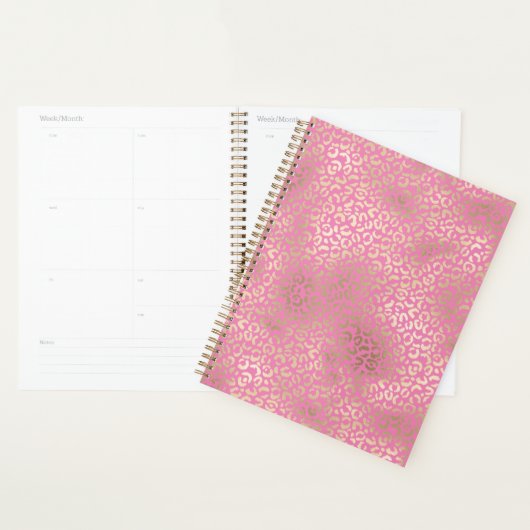 Girl Pink Gold Glam Leopard Print Planer (Anzeige)
