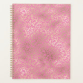 Girl Pink Gold Glam Leopard Print Planer (Vorderseite)