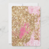 Girl Pink Gold Glitzer Brautparty Einladung (Rückseite)