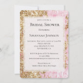 Girl Pink Gold Glitzer Brautparty Einladung (Vorderseite)