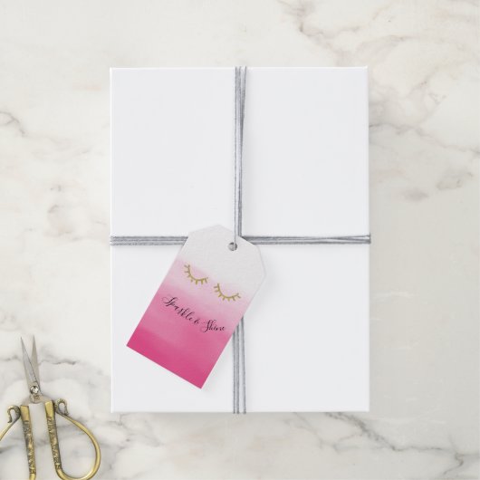 Girl Pink Gold Glitzer Eyelashes Geschenkanhänger (Mit Garn)