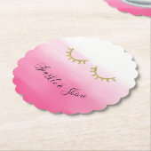 Girl Pink Gold Glitzer Eyelashes Untersetzer (angewinkelt)