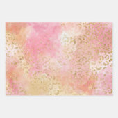 Girl Pink Gold Glitzer Leopard Print Geschenkpapier Set (Vorderseite 3)