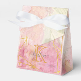 Girl Pink Gold Glitzer Sparkle Monogram Floral Geschenkschachtel