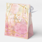 Girl Pink Gold Glitzer Sparkle Monogram Floral Geschenkschachtel (Rückseite)