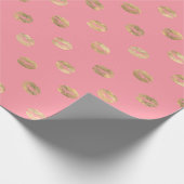Girl Pink Gold Kiss Lips Muster Geschenkpapier (Ecke)