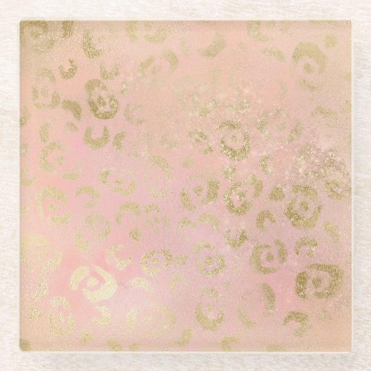 Girl Pink Gold Leopard Glass Untersetzer (Vorderseite)