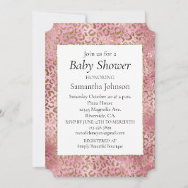 Girl Pink Gold Leopard Print Einladung