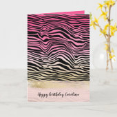 Girl Pink Gold Ombre Wasserfarbe Schwarz Zebra Pri Karte (Gelbe Blume)