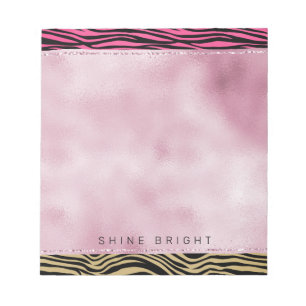 Girl Pink Gold Ombre Wasserfarbe Schwarze Zebra Pr Notizblock
